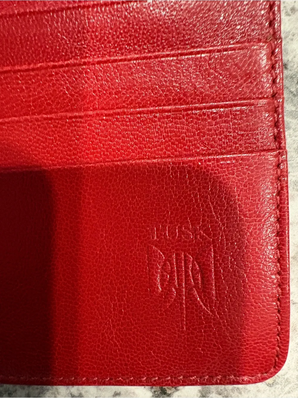 Tusk Bifold Caramel and Red Leather Wallet